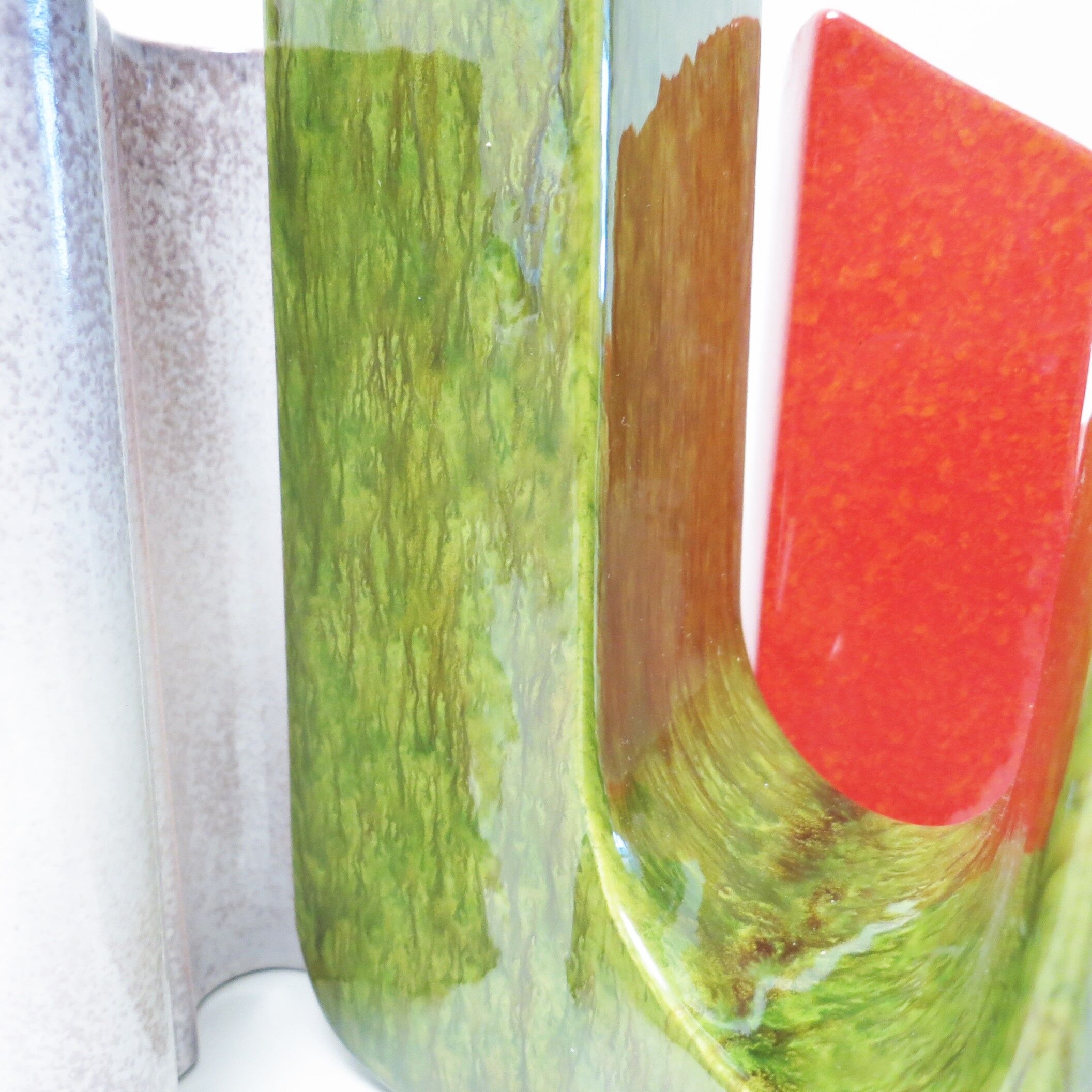 Green triangular vase by Bertoncello