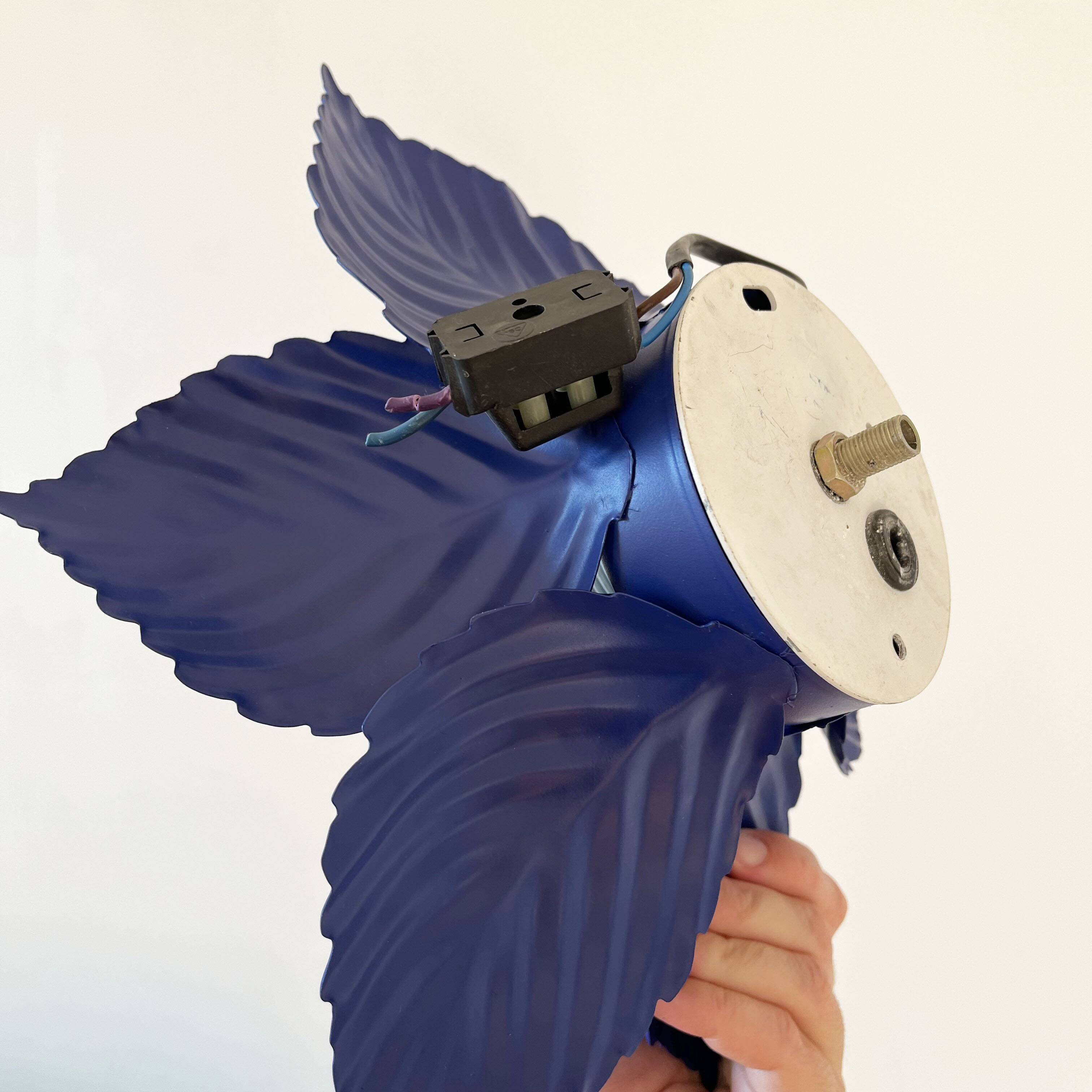 Pair of vintage Masca blue metal flower wall lights