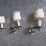 3 brass sconces with lampshade, 50