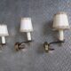 3 brass sconces with lampshade, 50