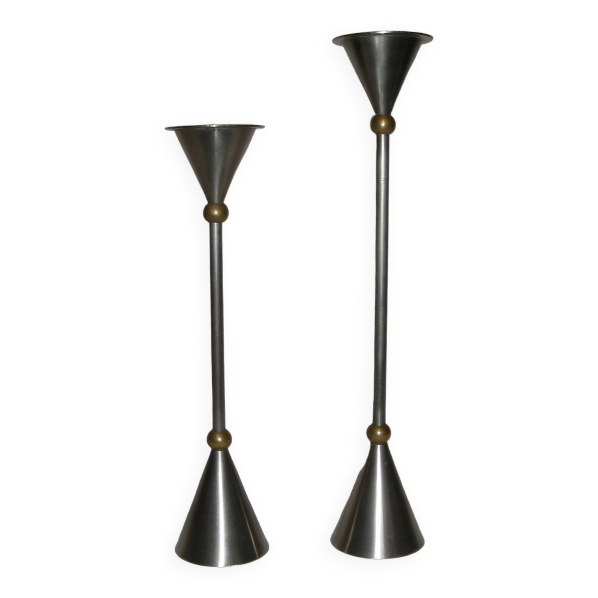 Pair of conical candlesticks