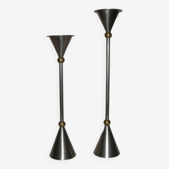 Pair of conical candlesticks