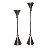 Pair of conical candlesticks