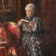 Italian painting interior scene dated 1941