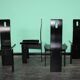 High-Back Black Lacquer Dining Chairs, Italy, 1970s, Set of 4