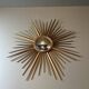 Golden Metal Sun Mirror with Convex Mirror by Chaty Vallauris. French Work