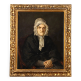 Peinture ancienne portrait féminin à l’huile sur toile, XIXe siècle