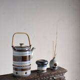 Mid-century striped ceramic teapot set | Scandinavia