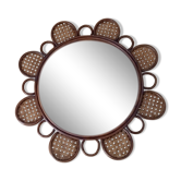 Vintage rattan flower mirror and cannage 60s/70s