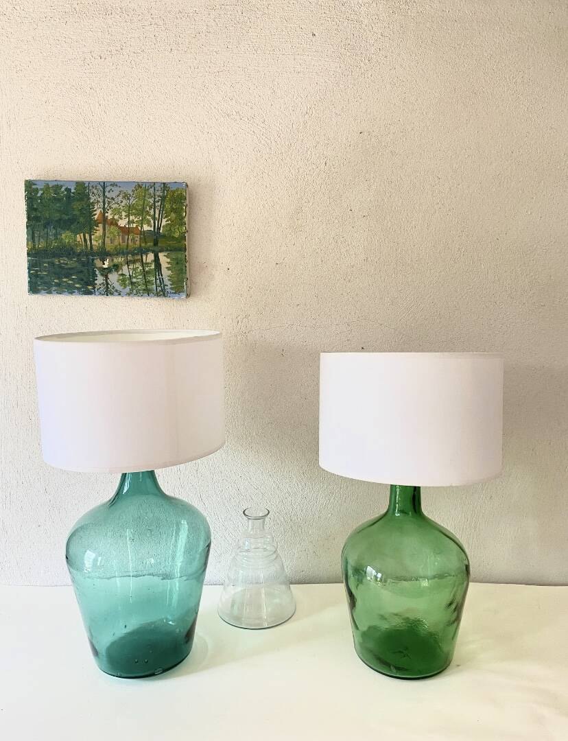 Glass lamp, new 2M fabric cable, lampshade