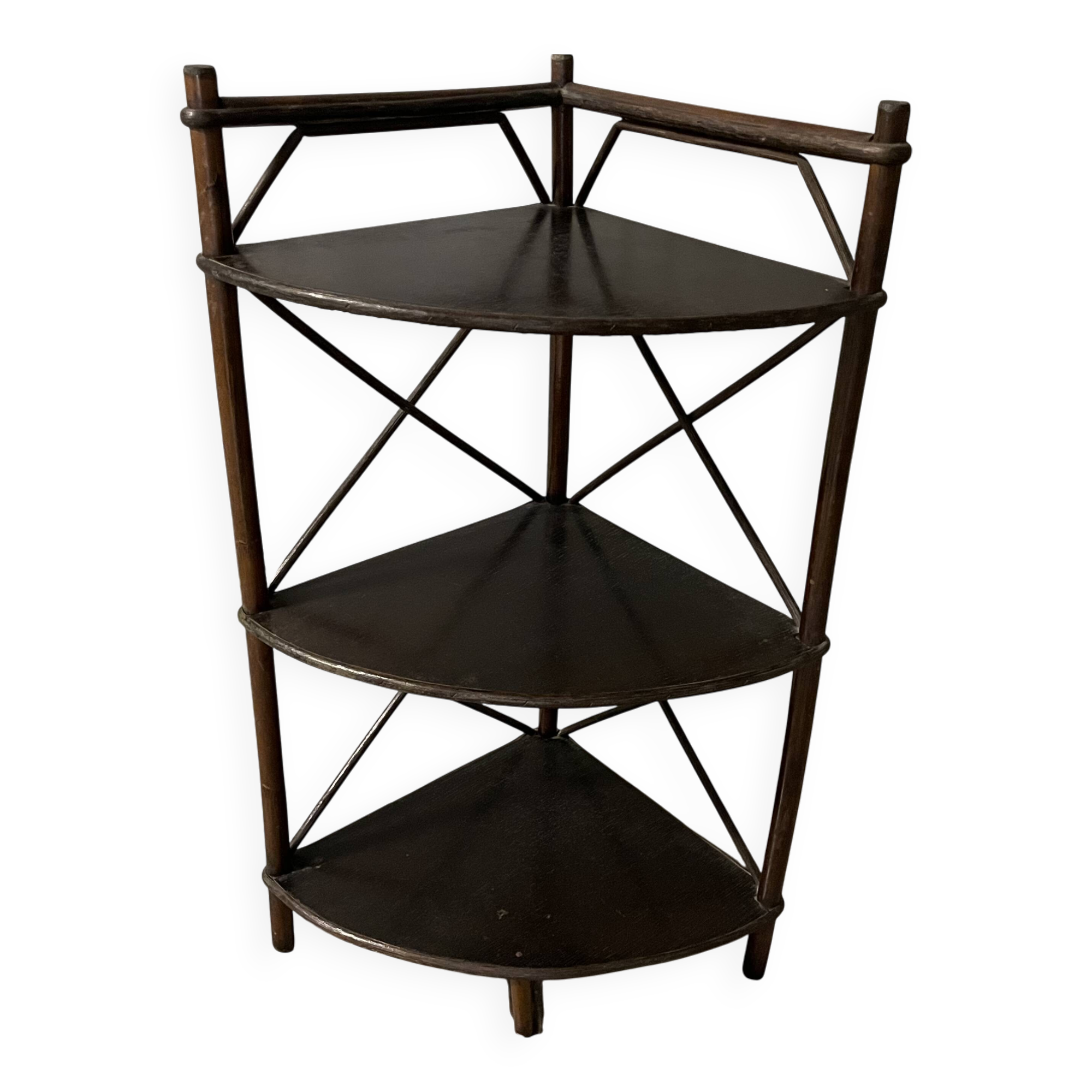 70s rattan corner cabinet