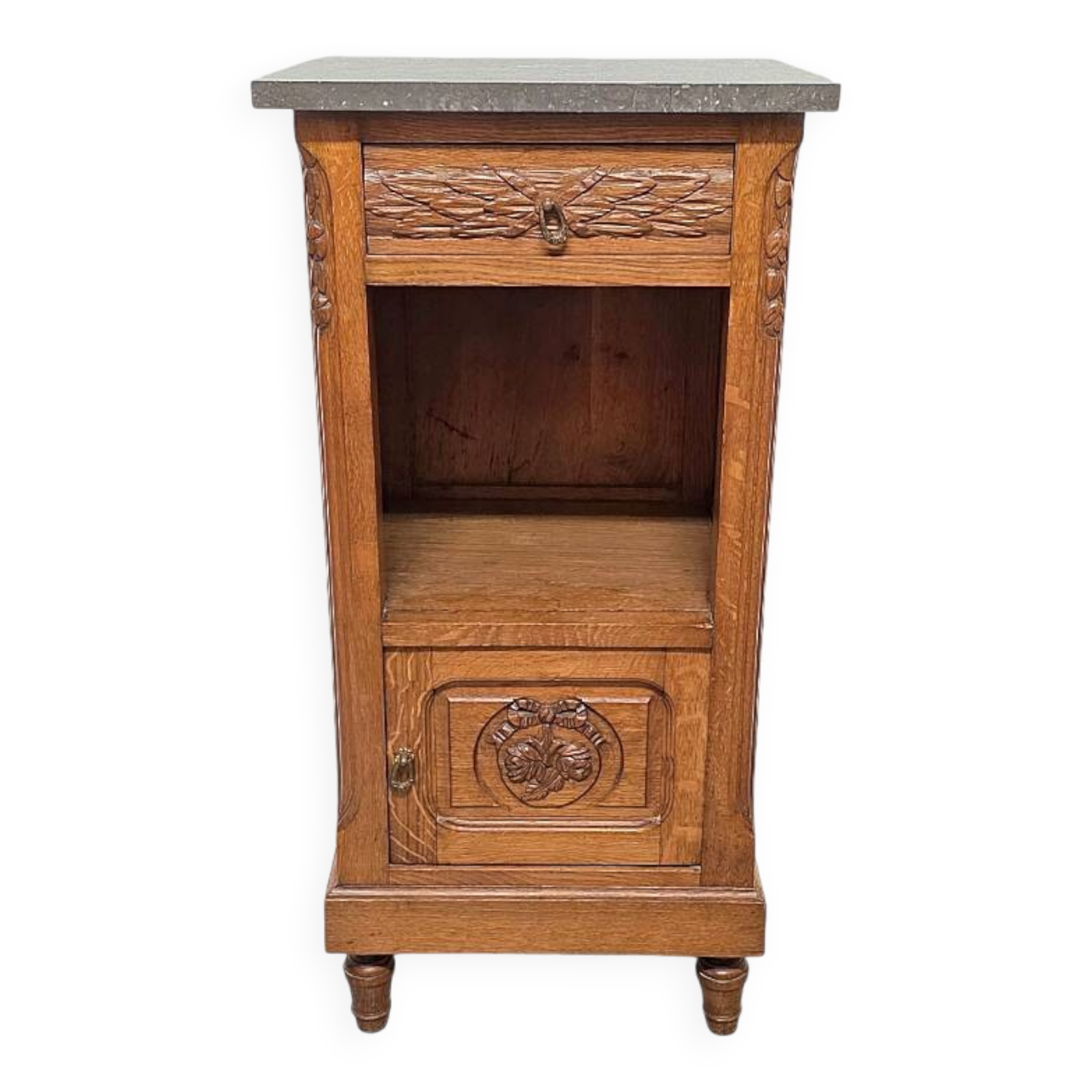 Table de chevet française en chêne, fin des années 1800