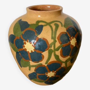 Yellow ceramic ball vase