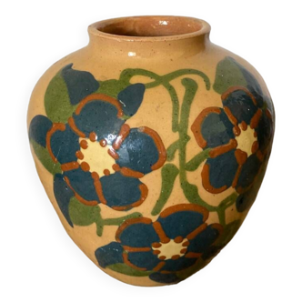 Vase boule en céramique jaune