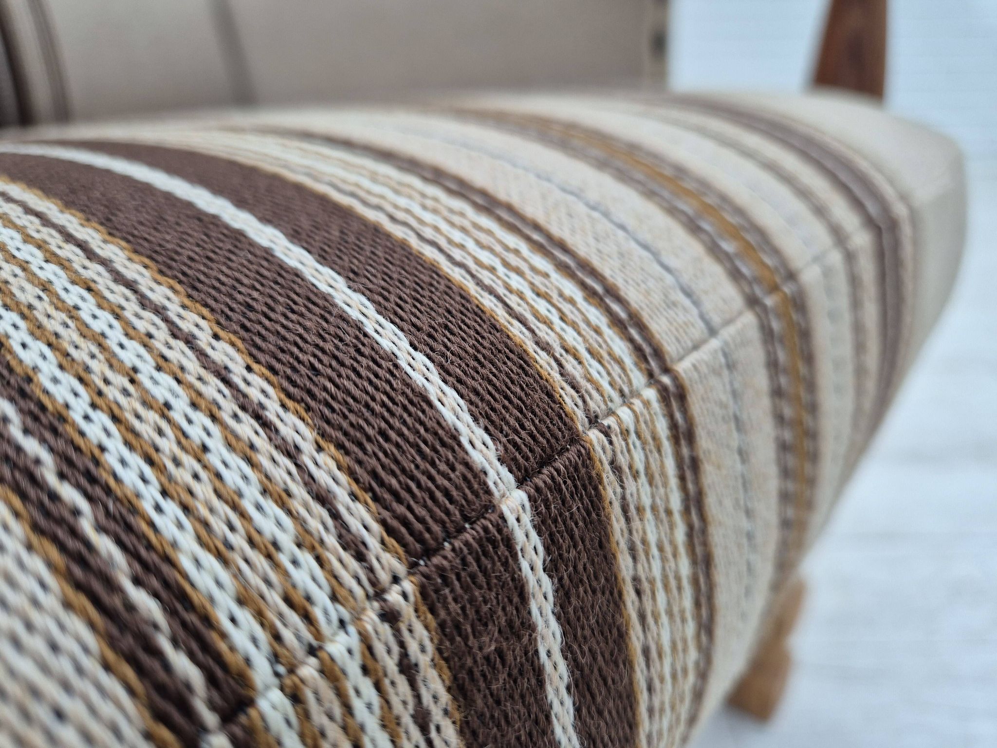 1970s, Danish armchair, furniture wool fabric, oak wood, original condition