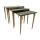 Pull out tables in brass and black glass XX century