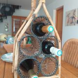 Rattan and bamboo bottle holder
