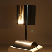 Rare Table Lamp in Stainless Steel by J. Bouvier, France, 1970s