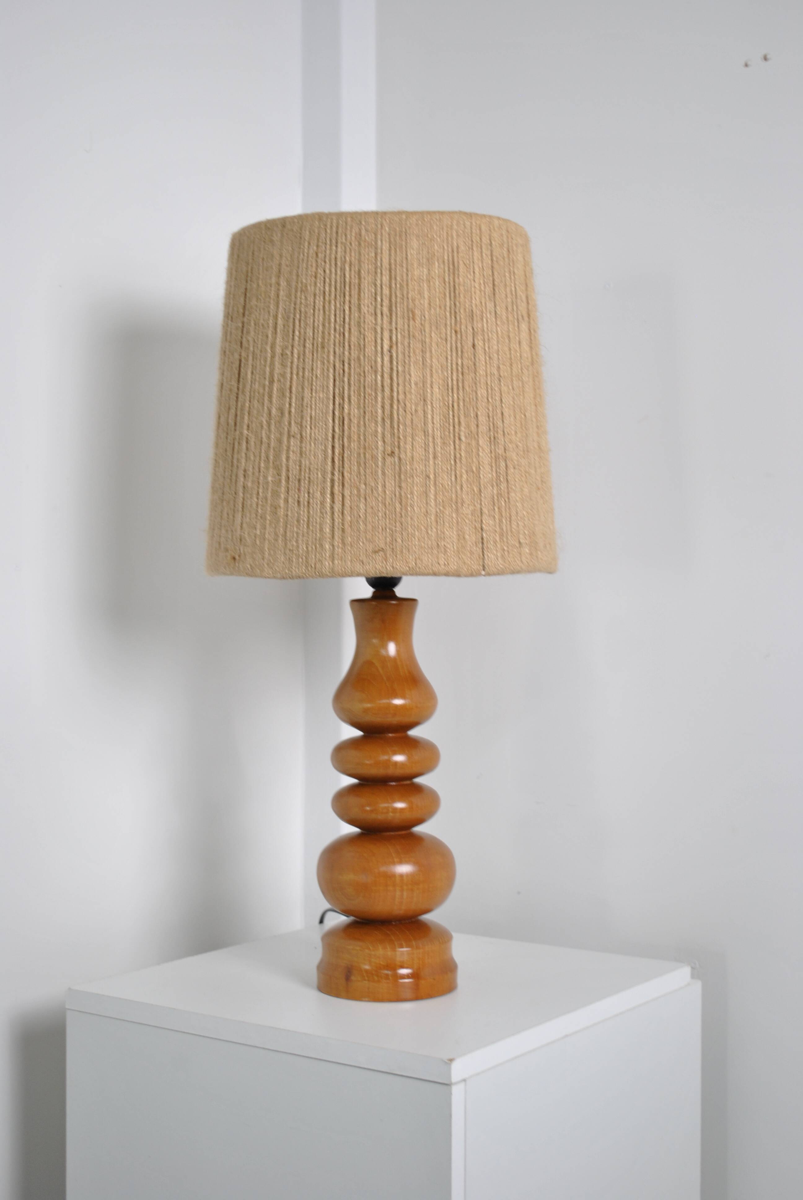 Wooden lamp with rope shade 1970