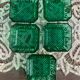Arcoroc ramekins set - vintage ashtray cut emerald green diamond glass