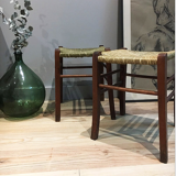 Ensemble de deux tabourets bois osier