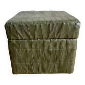 Pouf coffre en cuir patchwork vert  De Sède