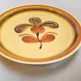 Plat rond Gien, modéle Fuego, vintage année 1970 - Couleur jaune, ocre, marron.