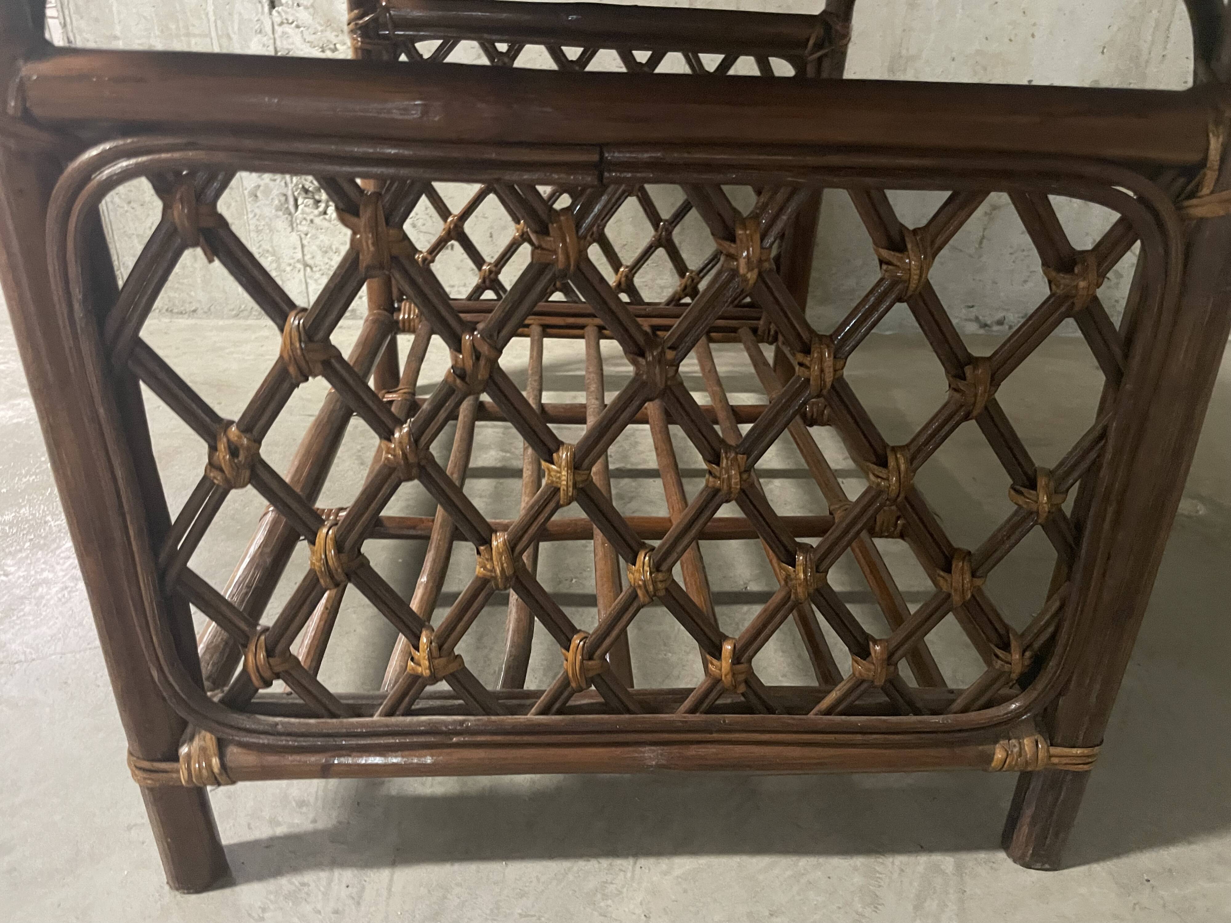 Table basse en rotin, années 70