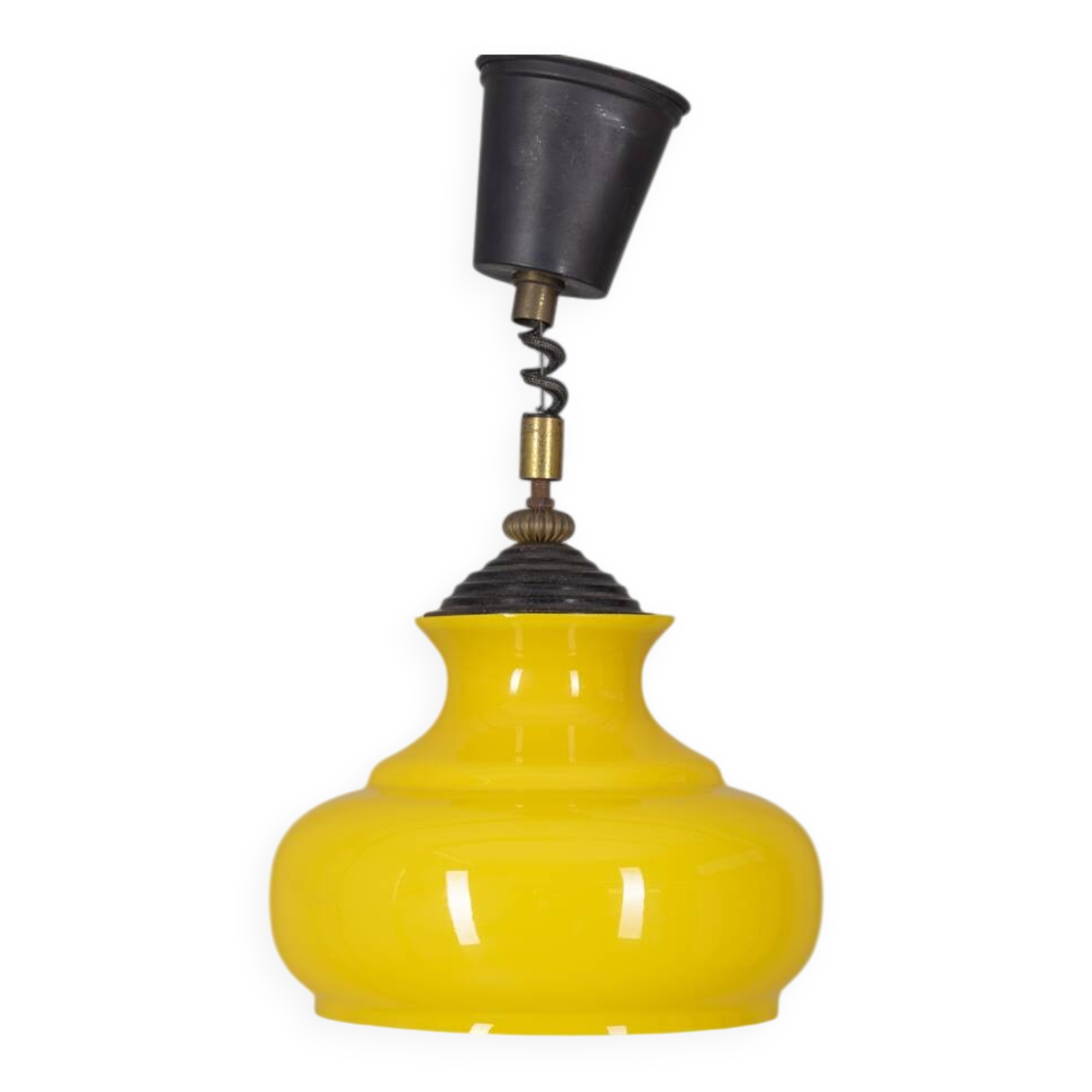VINTAGE 1970S YELLOW GLASS CHANDELIER, ITALIAN DESIGN