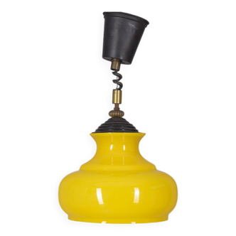 VINTAGE 1970S YELLOW GLASS CHANDELIER, ITALIAN DESIGN
