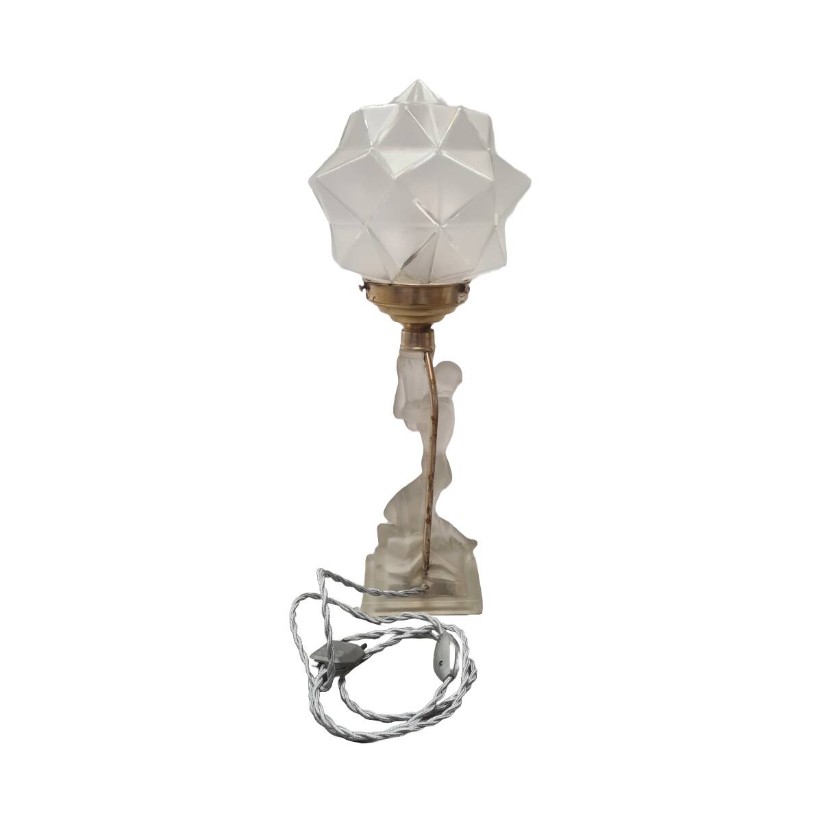 Art Deco Table Lamp With Half Naked Woman, 1930s