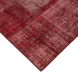 Tapis mixé turc vintage noué à la main 170 cm x 241 cm tapis patchwork rouge