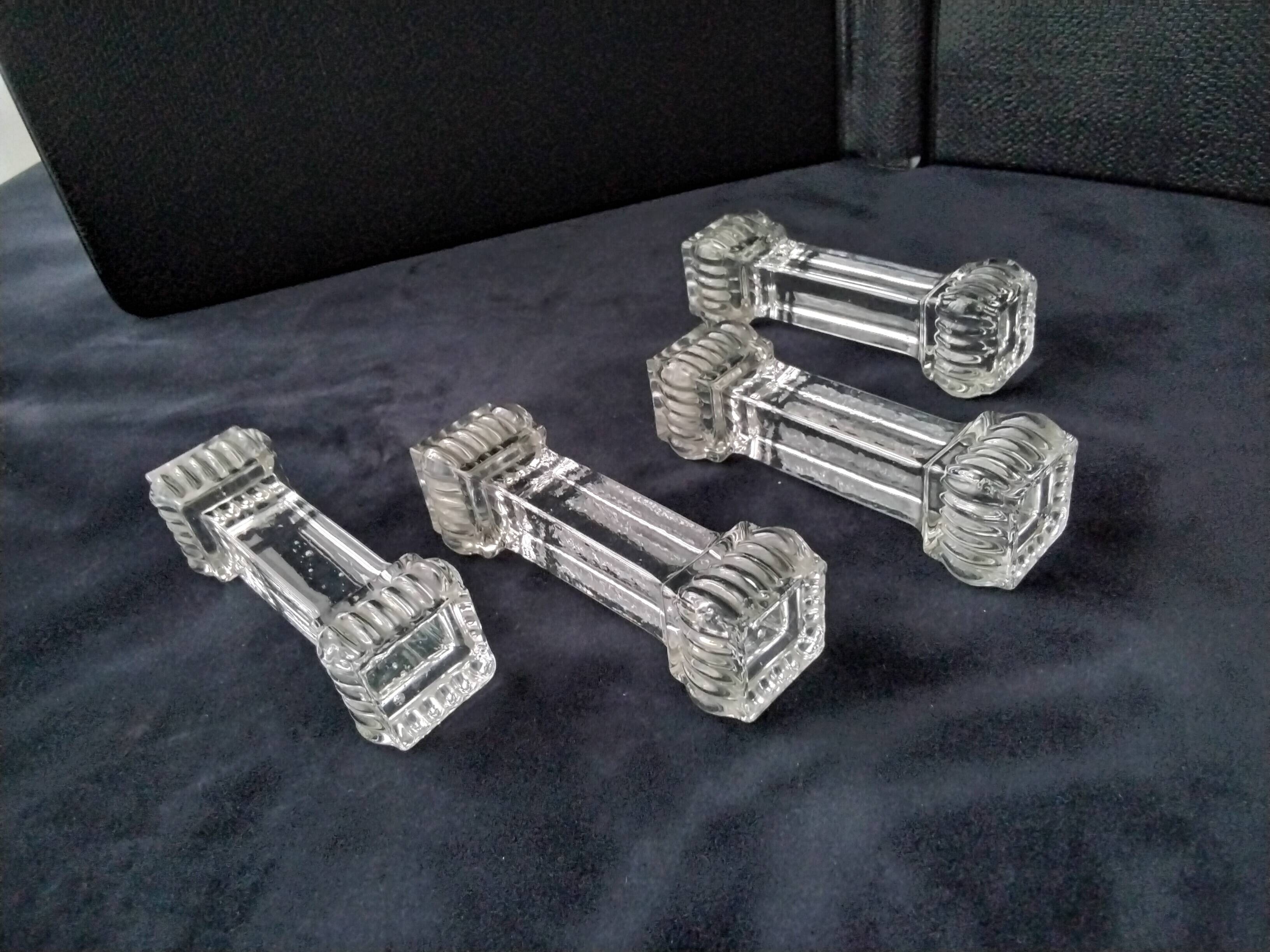 4 Crystal knife holders signed Portieux
