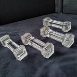 4 Crystal knife holders signed Portieux