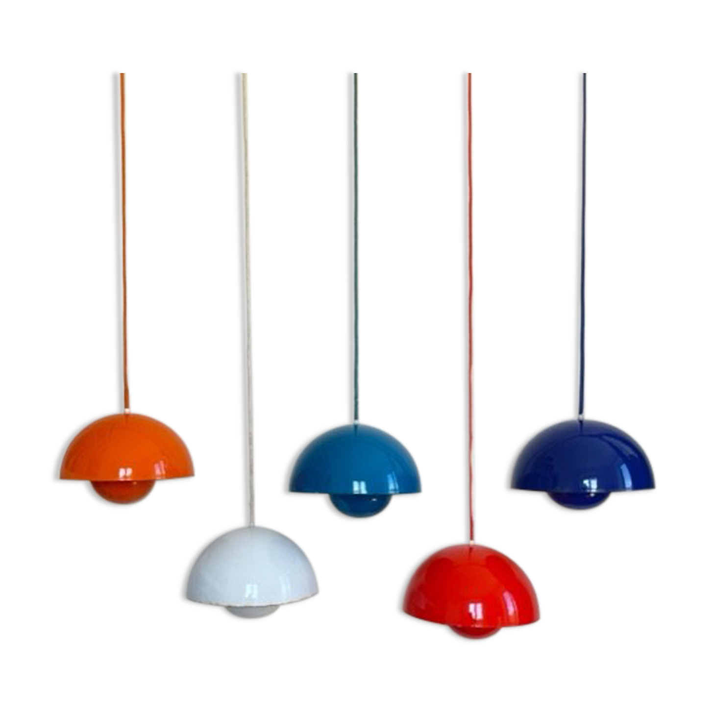 Set of 5 Flowerpot suspensions by Verner Panton