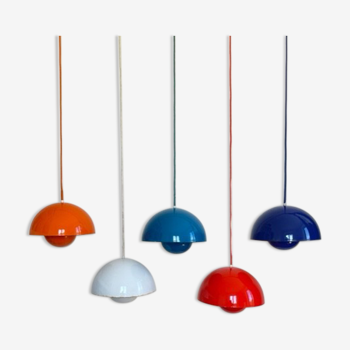 Set of 5 Flowerpot suspensions by Verner Panton