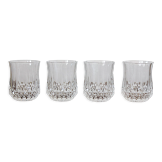 4 glasses with digestive crystal Arques vintage Longchamp model