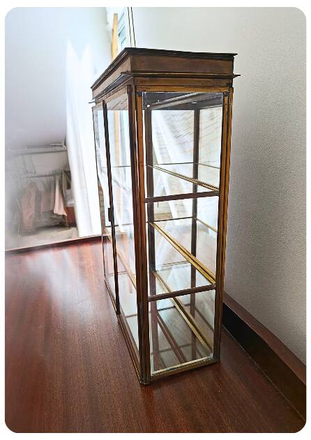 Vintage Mid Century Handmade Brass Wall Vitrine
