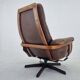 Midcentury Swivel Leather/Wood Armchair Göte Möbler Nässjö, Sweden, 1960s