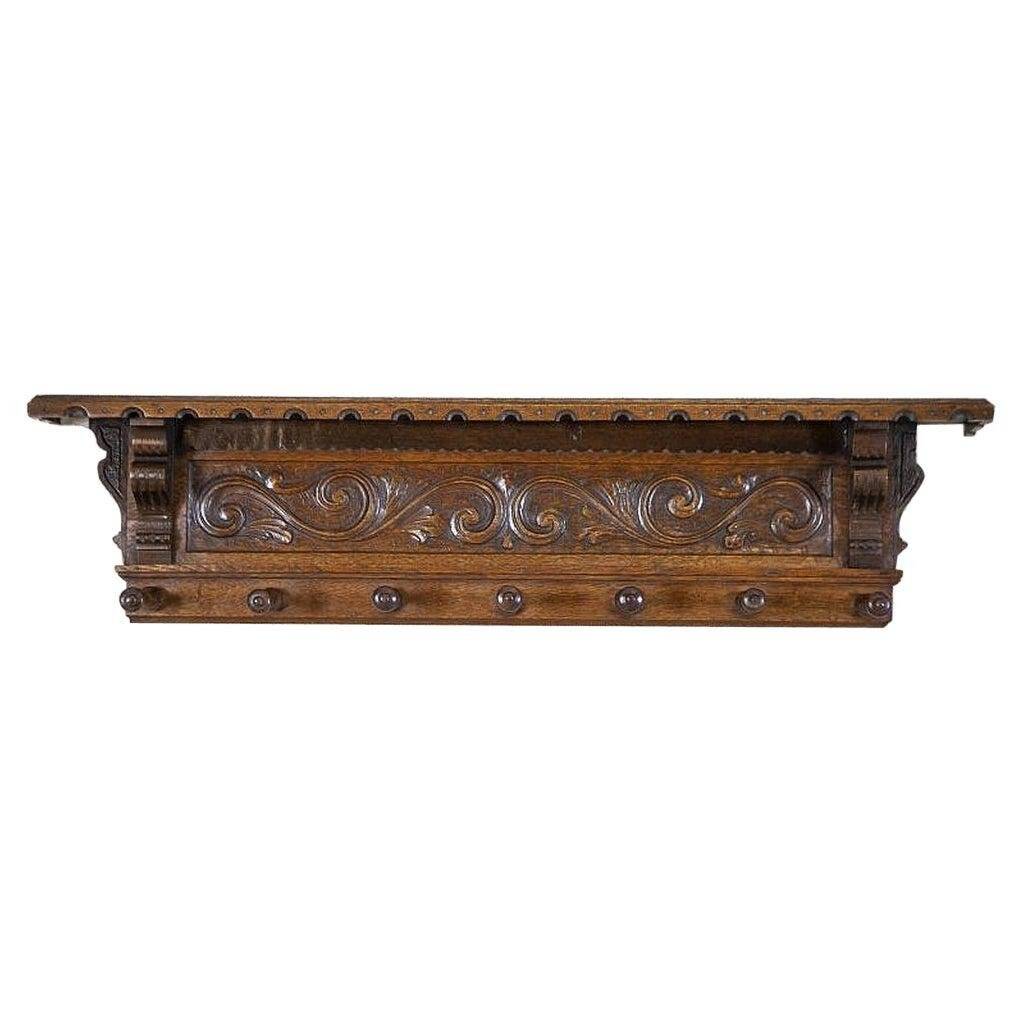 Early 20th Century Oak Coat Rack in Dark Brown, 1950s