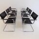 Set of 6 leather cantilever chairs