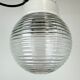 Industrial white porcelain pendant light with ribbed glass, 1970s