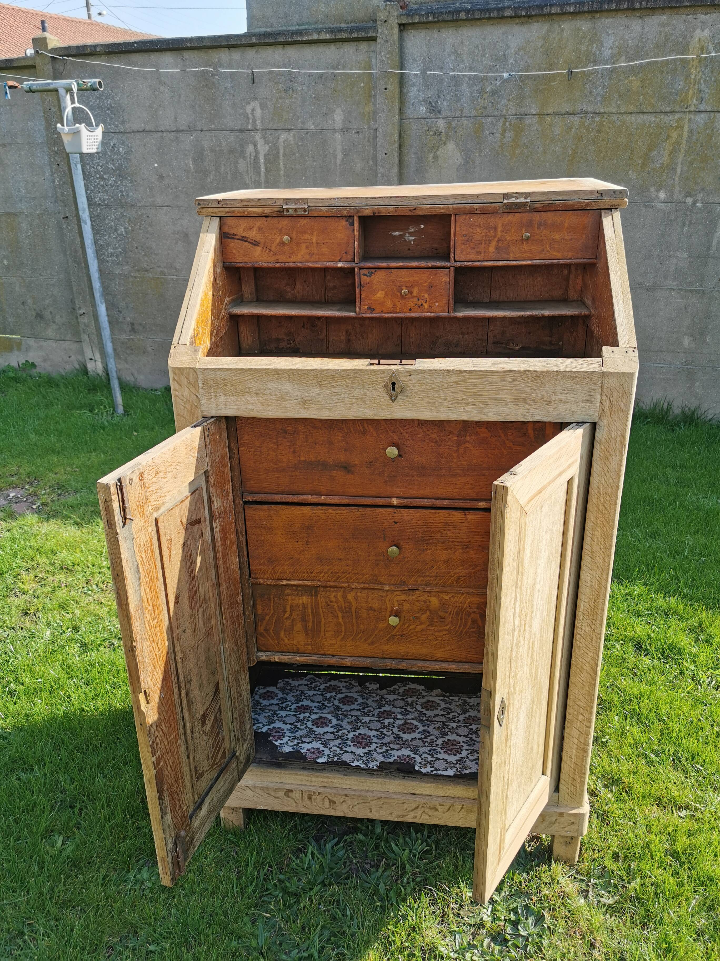 Writing furniture, craft furniture, solid oak, 19th century era