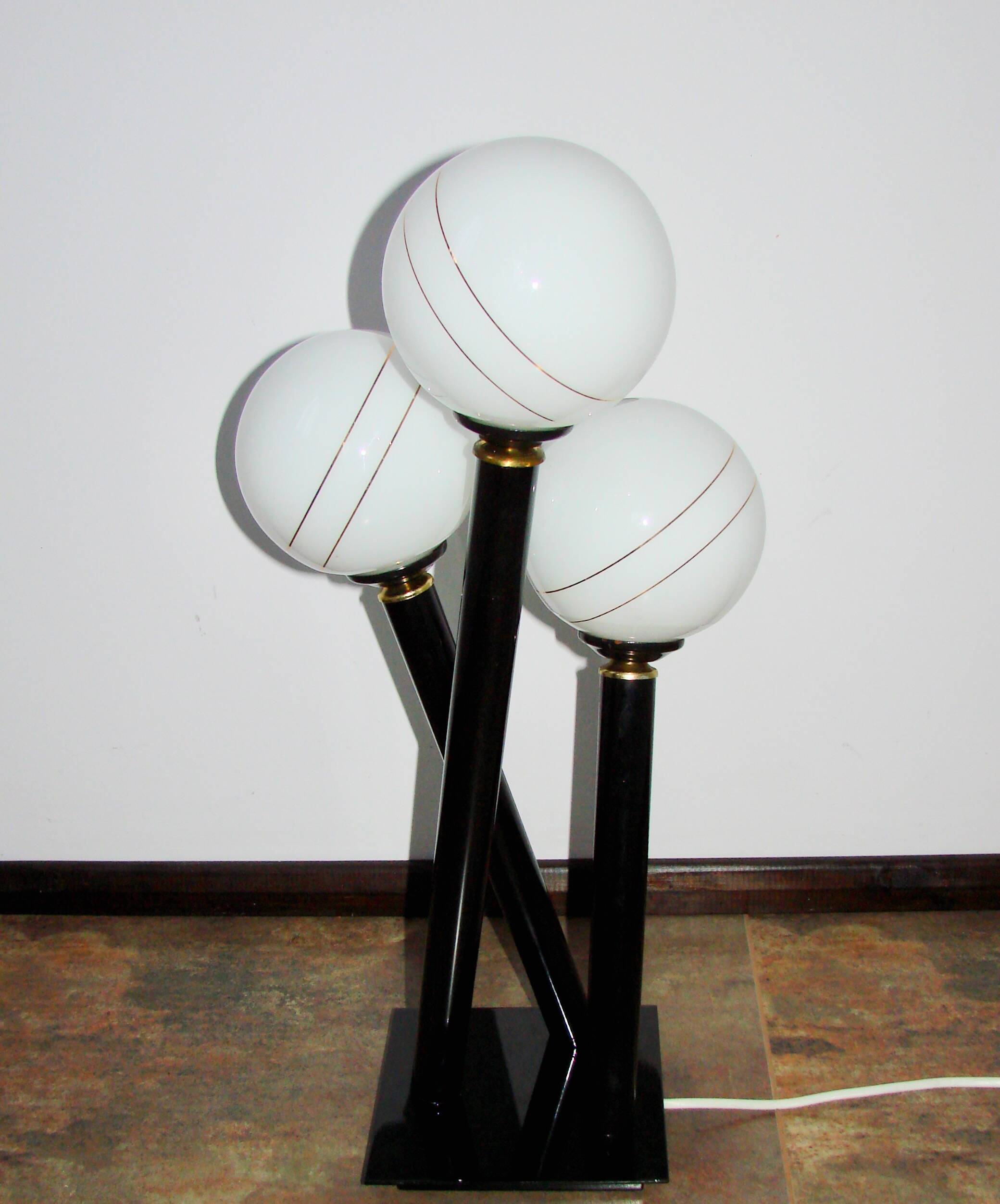 Modern floor lamp from the 1980s/1990s – metal and glass, 3 spheres