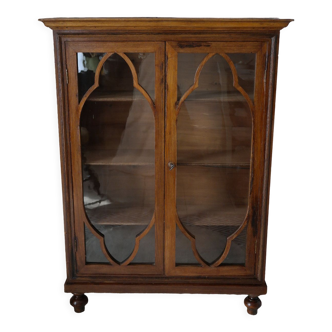 Vitrine artisanale ancienne en bois