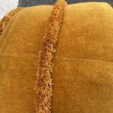 Golden yellow velvet pouf