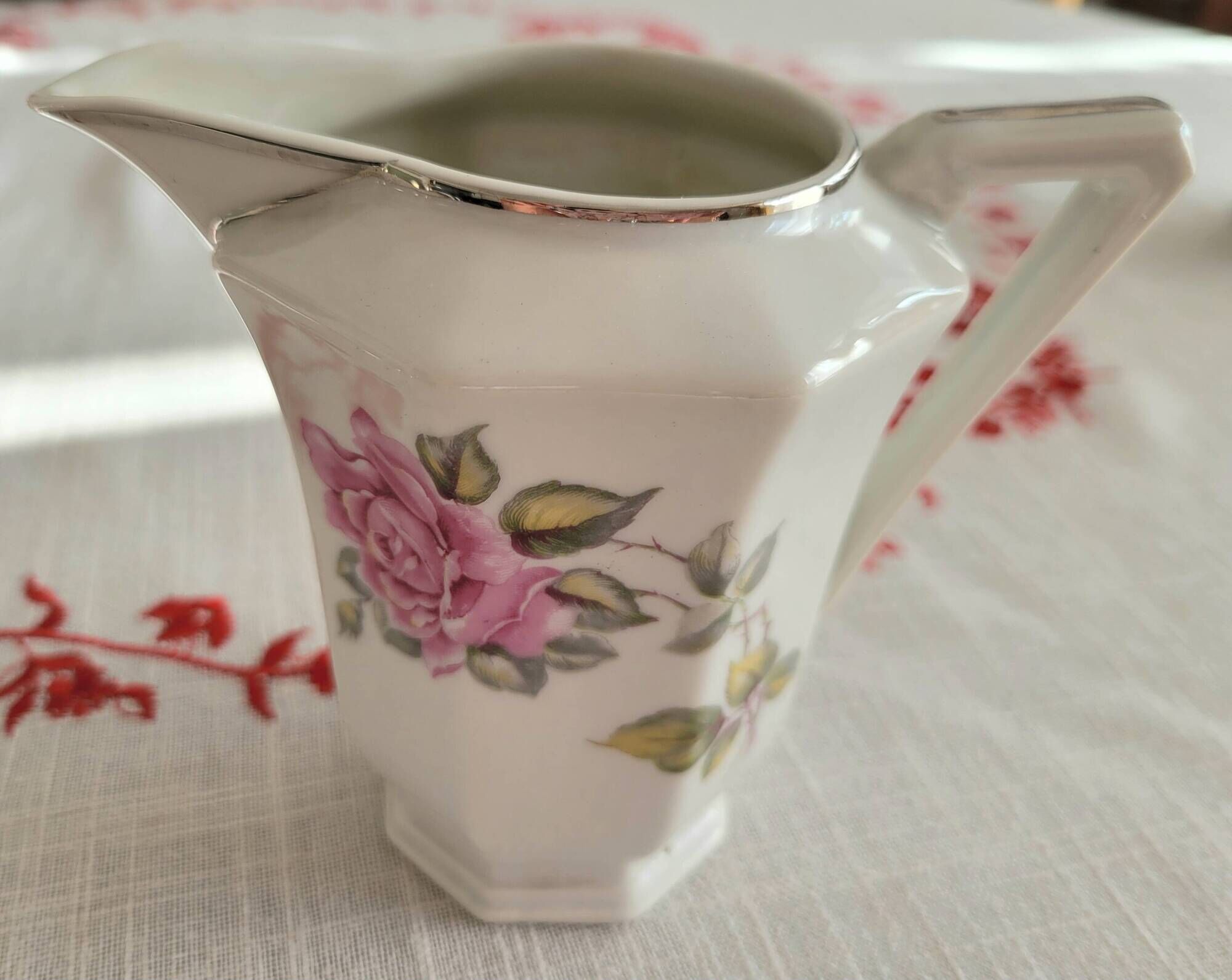 Vintage milk jug Limoges France floral decoration