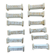 Set of 10 vintage art deco knife holders in white and gold ceramic