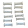 Set of 10 vintage art deco knife holders in white and gold ceramic
