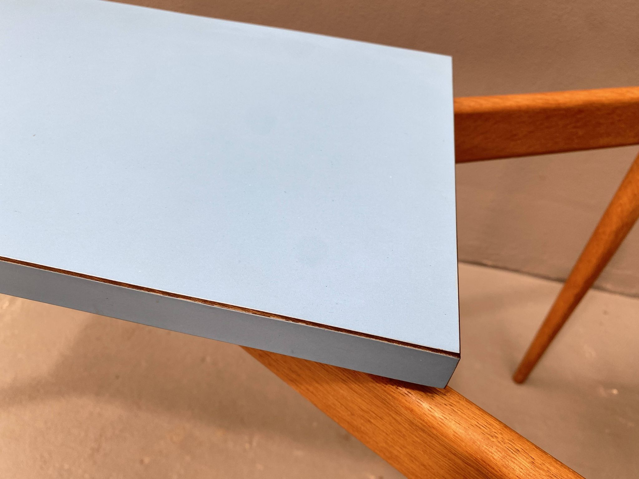 Glass coffee table with a wooden frame, 1960s, Czechoslovakia.